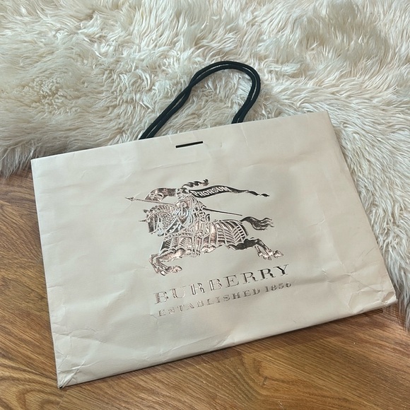 BURBERRY Shopping bag reusable metallic Silver Prorsum light cream shoe - Picture 1 of 10